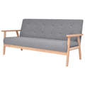 vidaXL Sofa 3-osobowa, tapicerowana tkaniną, jasnoszara