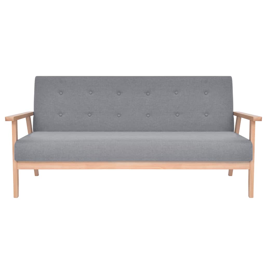 vidaXL Sofa 3-osobowa, tapicerowana tkaniną, jasnoszara