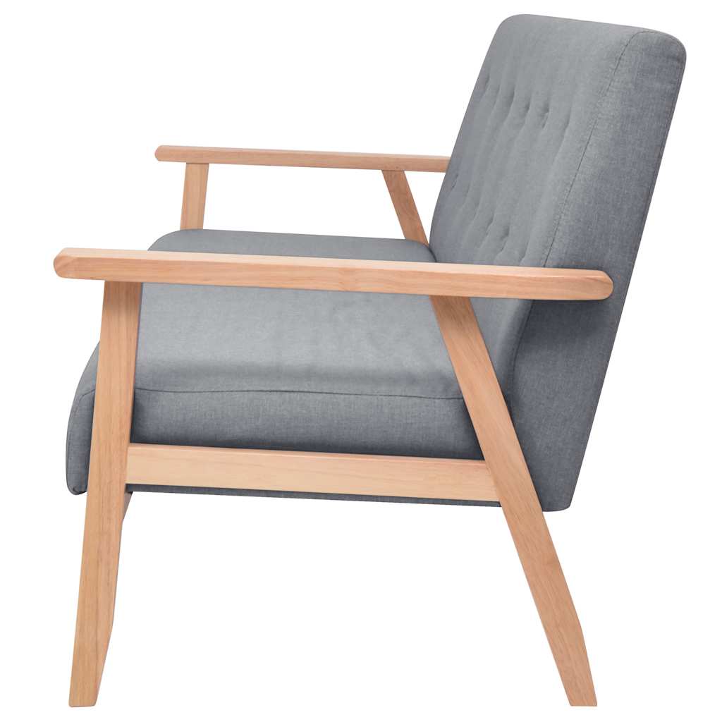 vidaXL Sofa 3-osobowa, tapicerowana tkaniną, jasnoszara