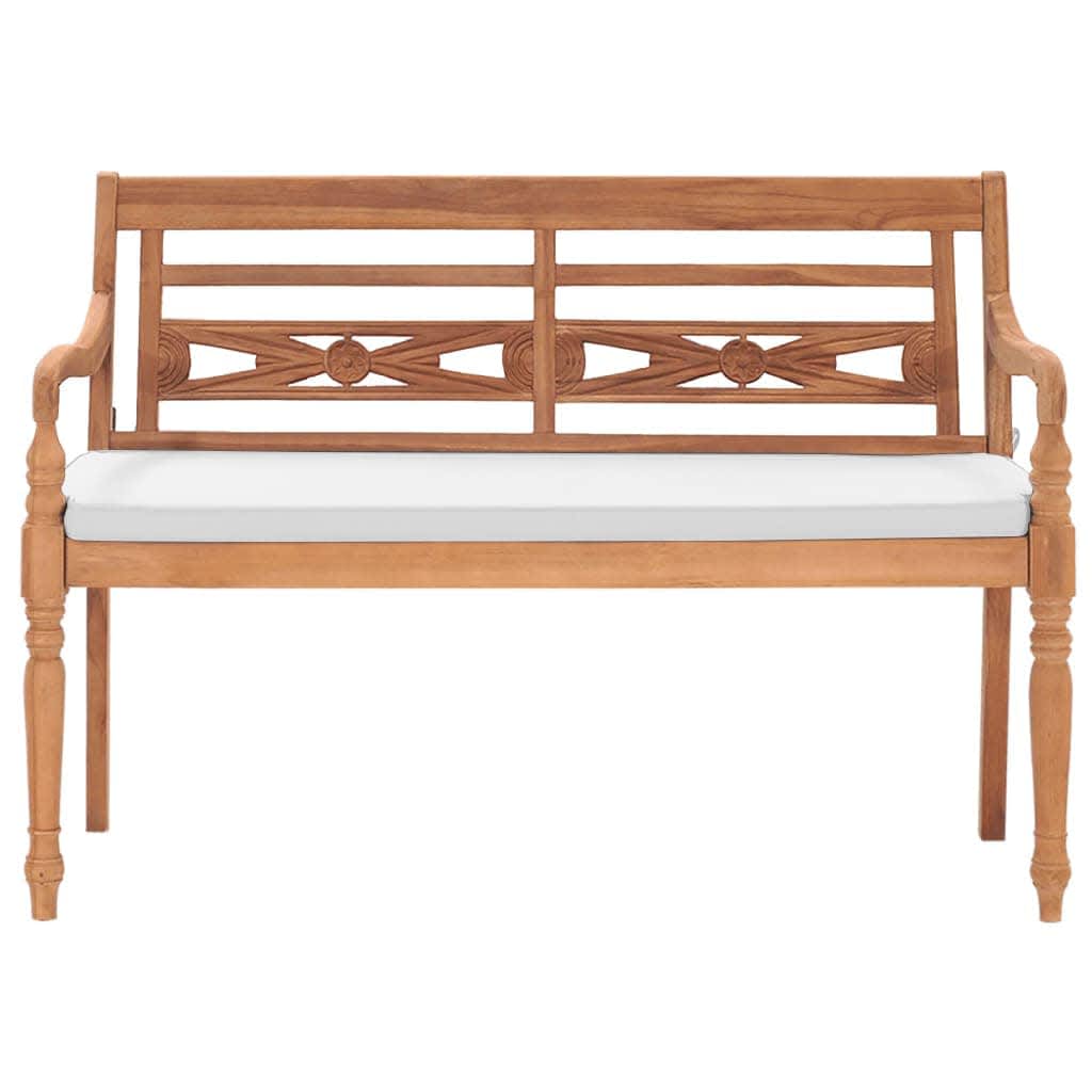 vidaXL Ławka Batavia z poduszkami, 120 cm, drewno tekowe