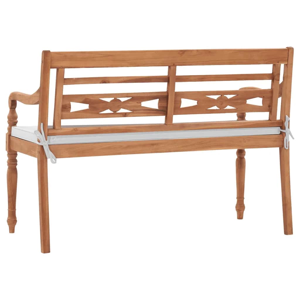 vidaXL Ławka Batavia z poduszkami, 120 cm, drewno tekowe