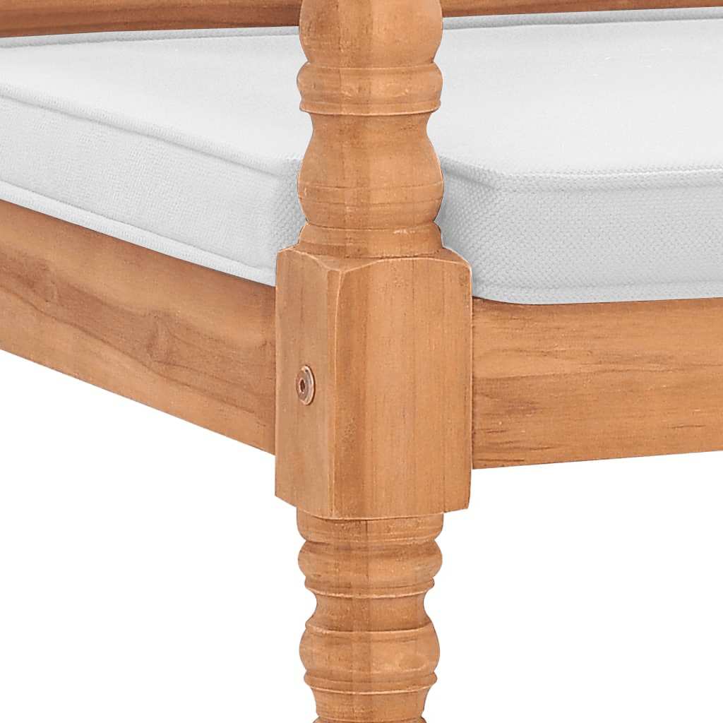 vidaXL Ławka Batavia z poduszkami, 120 cm, drewno tekowe