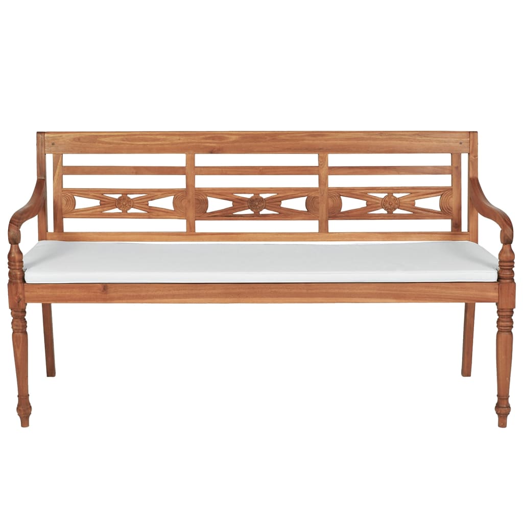vidaXL Ławka Batavia z poduszkami, 150 cm, drewno tekowe