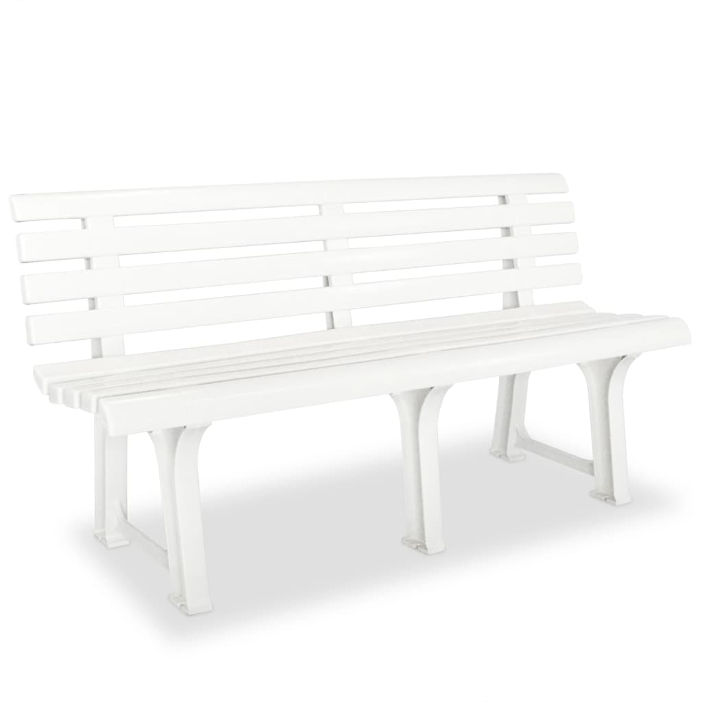 vidaXL Ławka ogrodowa, 145,5 cm, plastik, biała