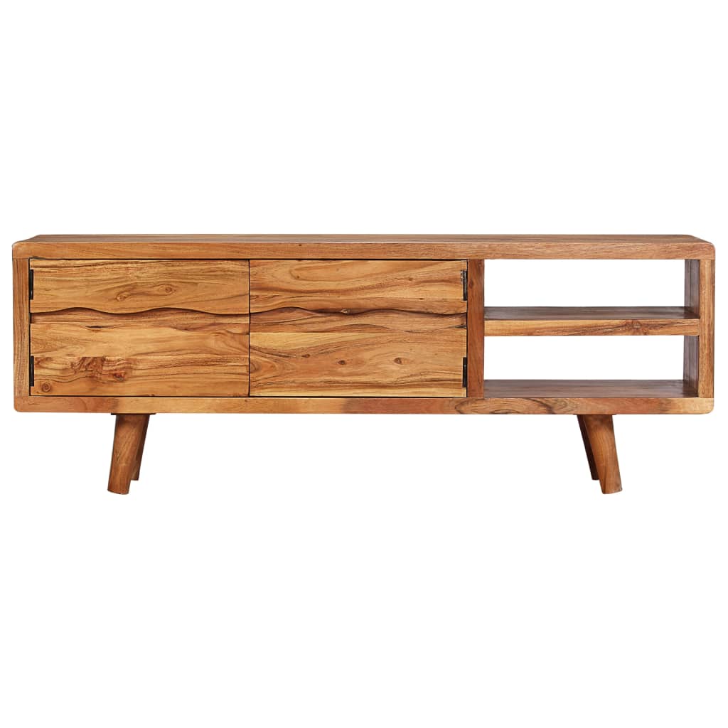 vidaXL Szafka TV z rzeźbionymi drzwiami, drewno akacjowe, 117x30x40 cm