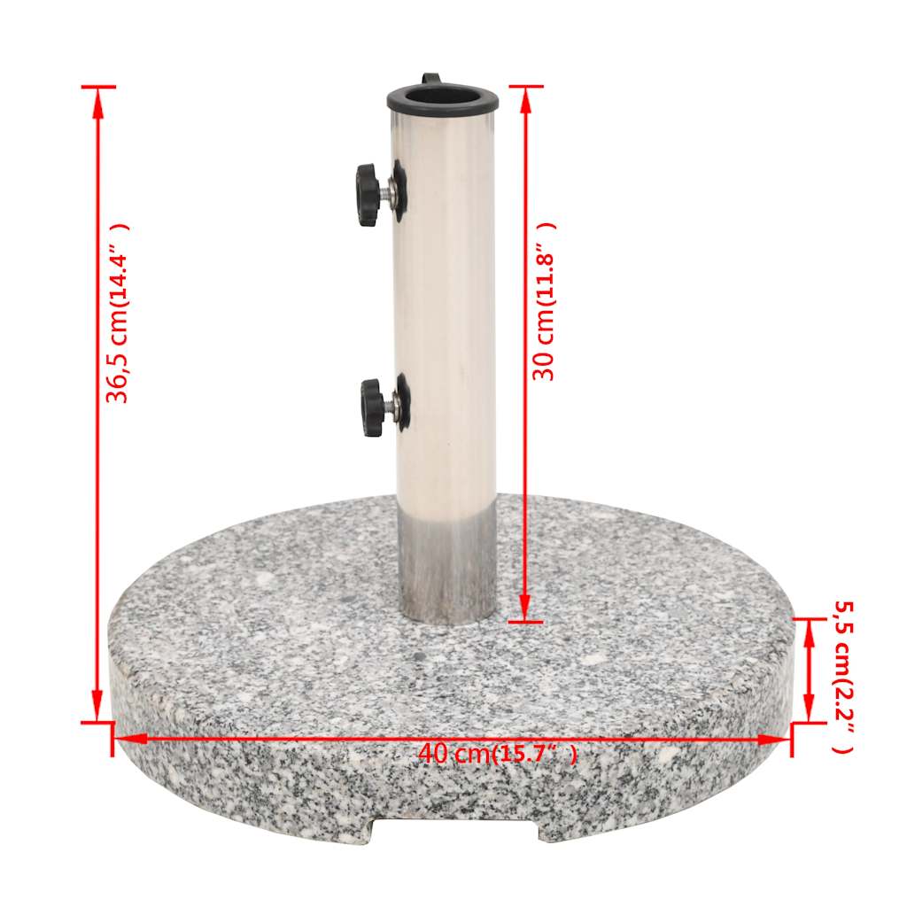 vidaXL Okrągła podstawa pod parasol, granitowa, 20 kg