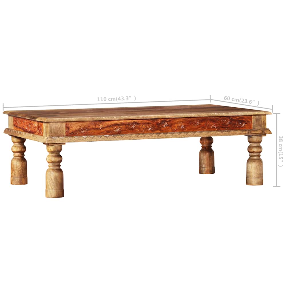 vidaXL Stolik kawowy z litego drewna akacjowego i mango, 110x60x38 cm