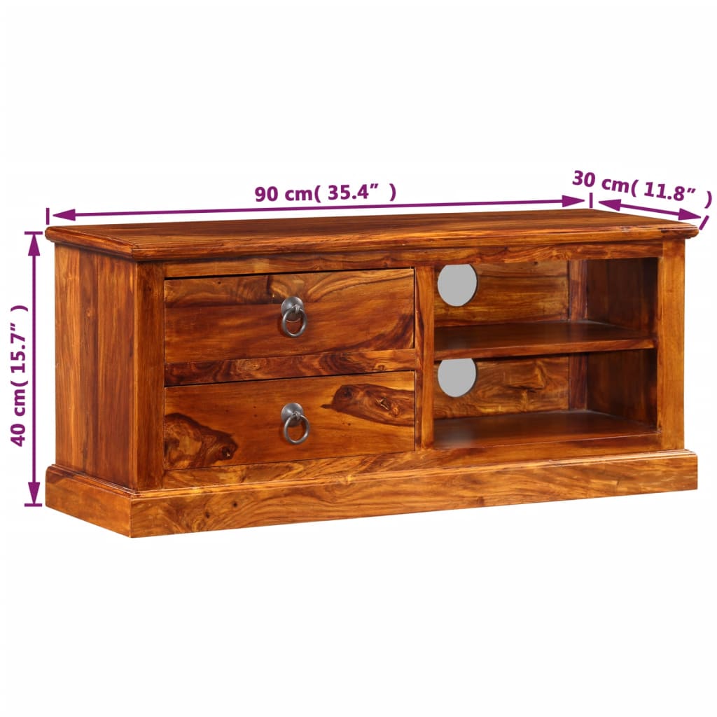 vidaXL Szafka pod telewizor, lite drewno akacjowe, 90 x 30 x 40 cm