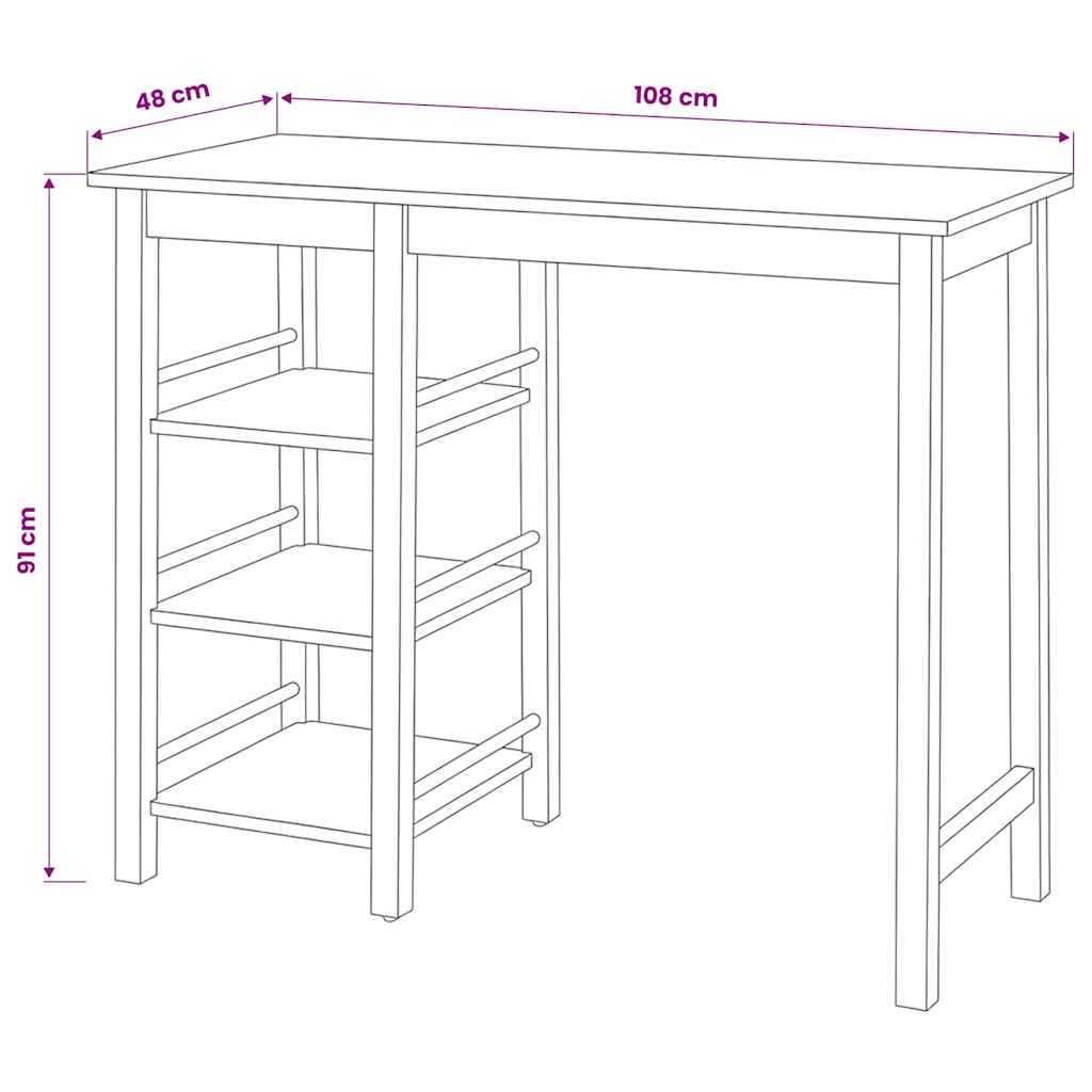 vidaXL Zestaw barowy, 3 szt., MDF, czarny