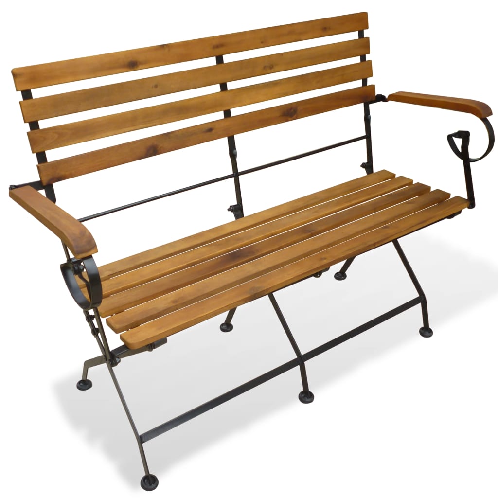 vidaXL Składana ławka ogrodowa, 112 cm, lite drewno akacjowe