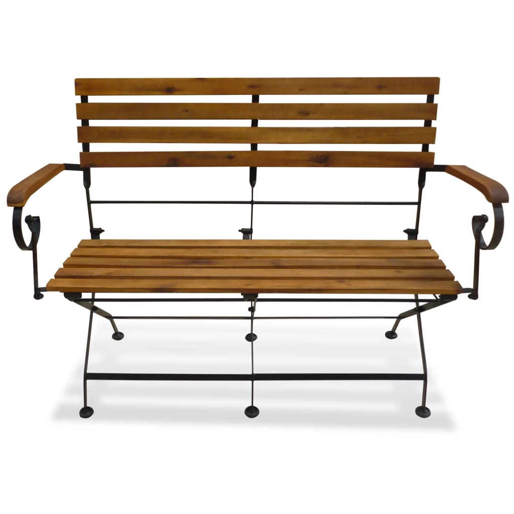 vidaXL Składana ławka ogrodowa, 112 cm, lite drewno akacjowe