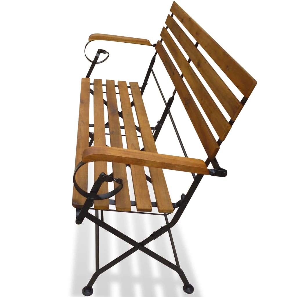 vidaXL Składana ławka ogrodowa, 112 cm, lite drewno akacjowe