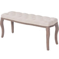 vidaXL Ławka drewniana, len i lite drewno, 110x38x48 cm, kremowa