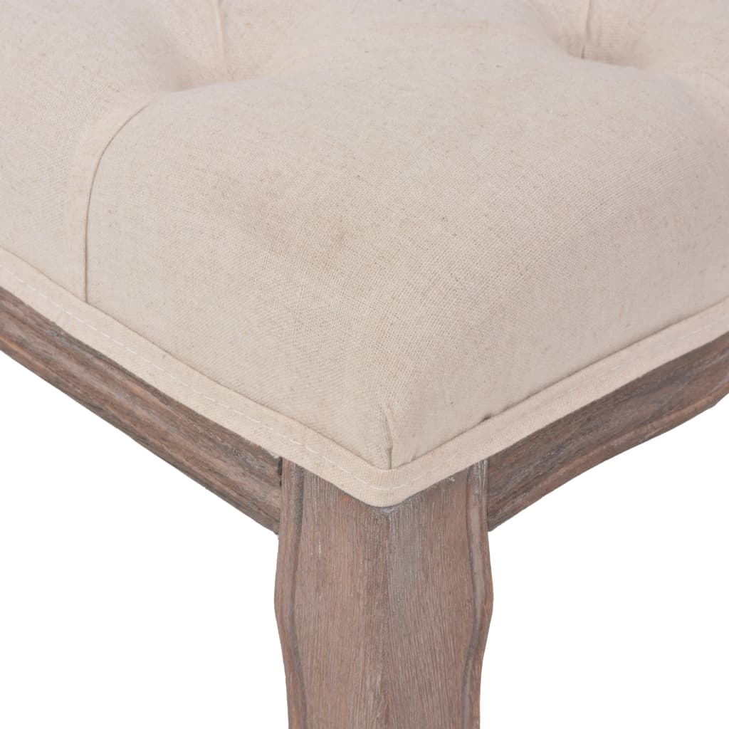 vidaXL Ławka drewniana, len i lite drewno, 110x38x48 cm, kremowa