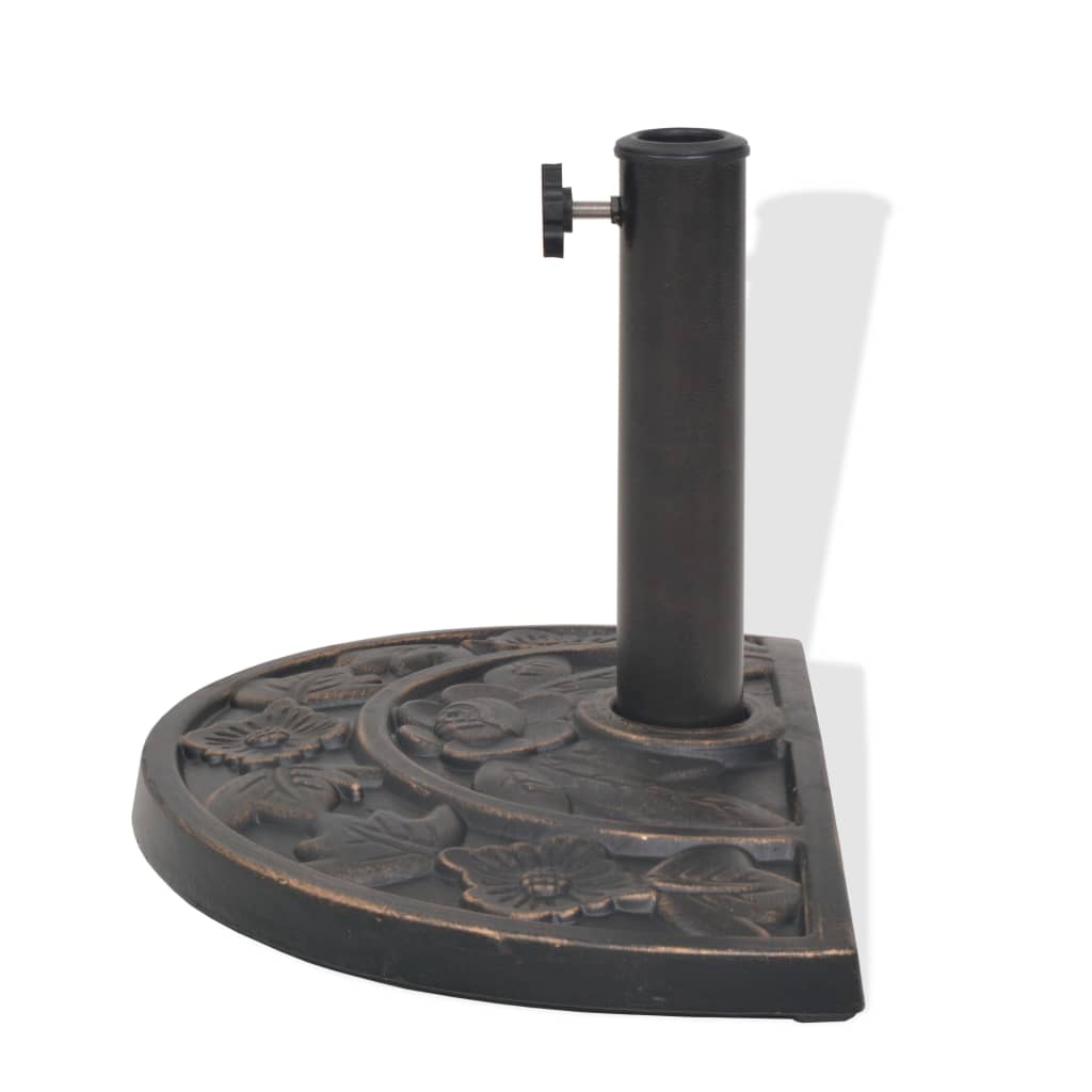 vidaXL Podstawa pod parasol, półokrągła, żywicowa, brązowa, 9 kg