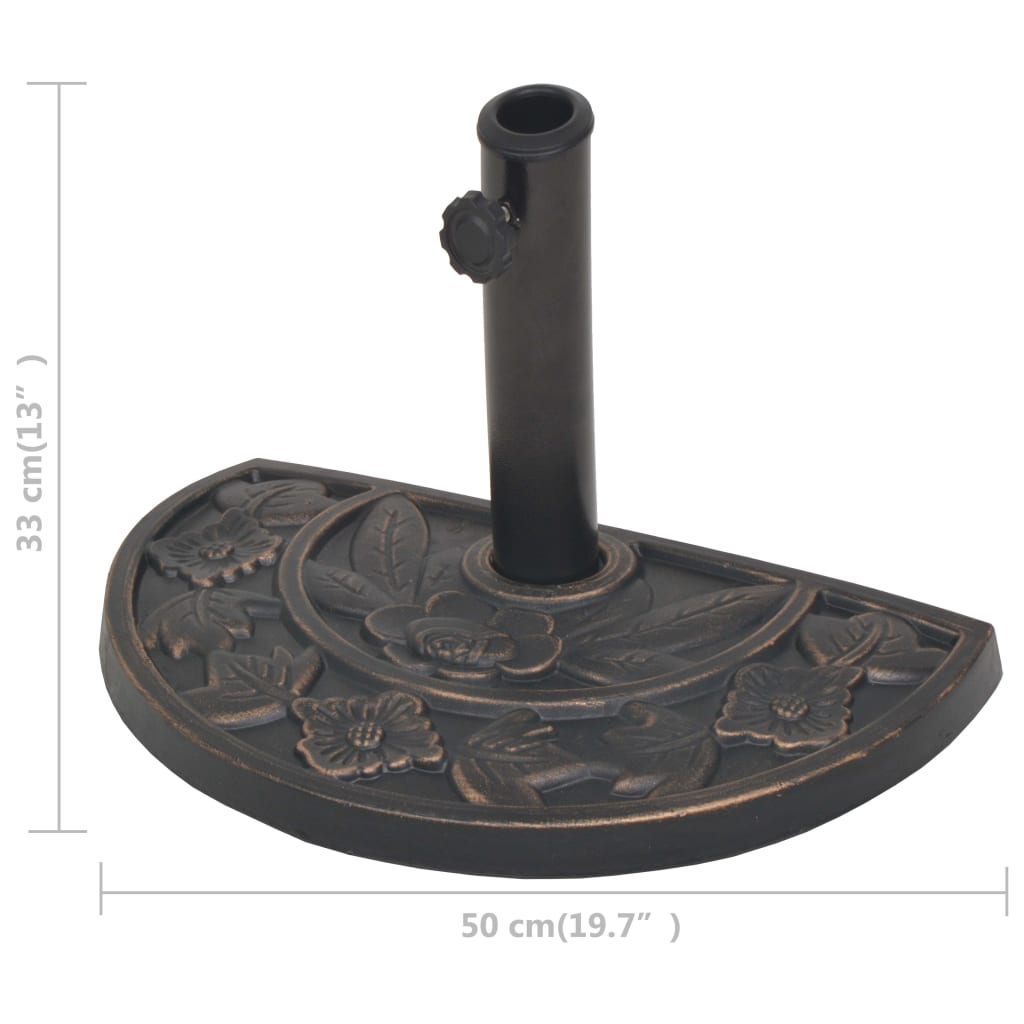 vidaXL Podstawa pod parasol, półokrągła, żywicowa, brązowa, 9 kg