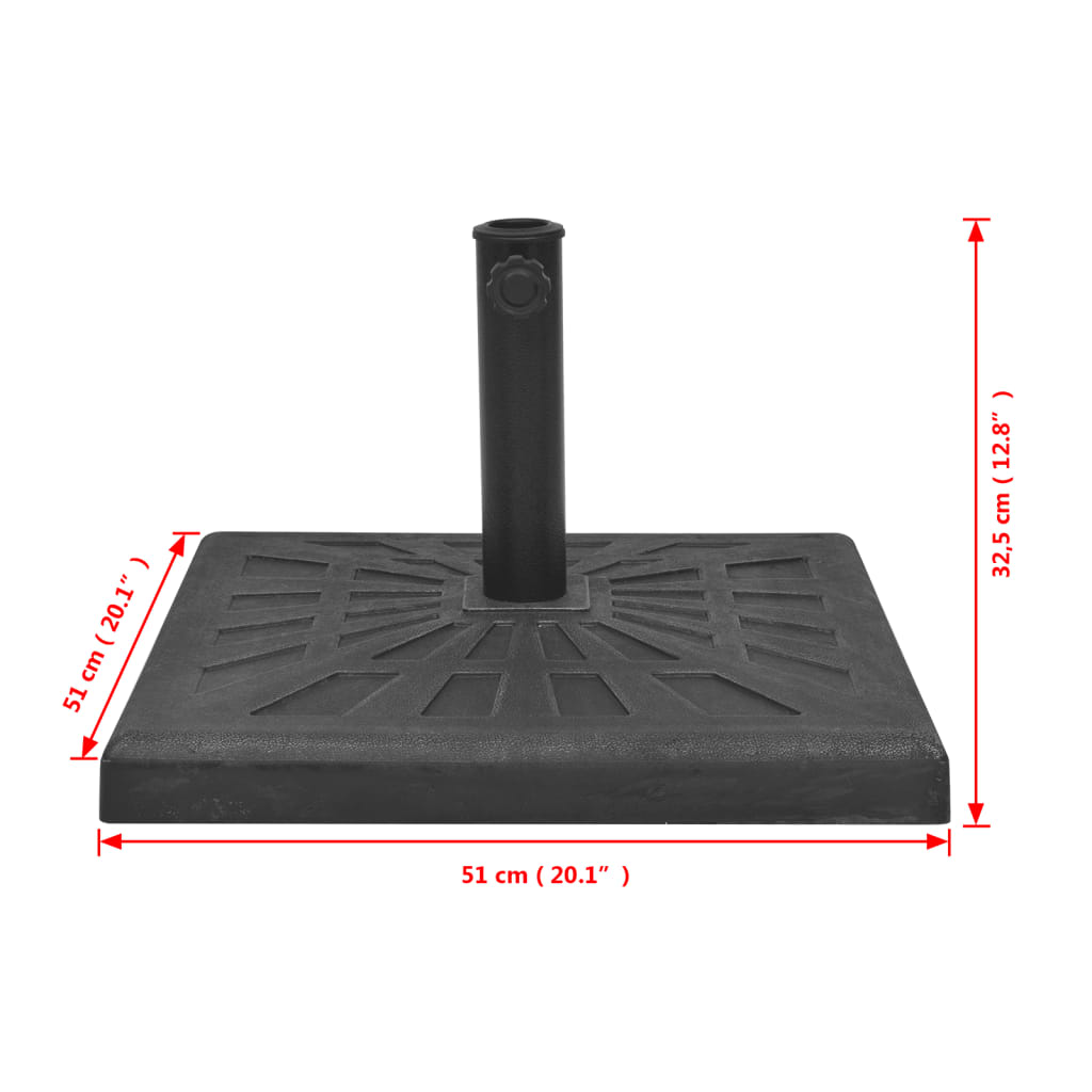 vidaXL Podstawa do parasola, kwadratowa, czarna, 19 kg, żywica