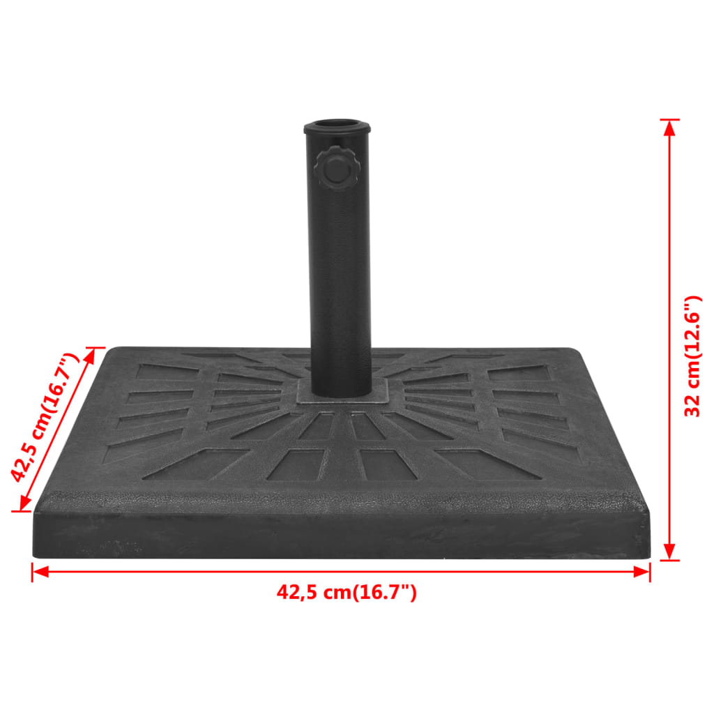 vidaXL Podstawa do parasola, kwadratowa, czarna, 12 kg, żywica