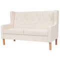vidaXL Sofa 2-osobowa, materiałowa, kremowa