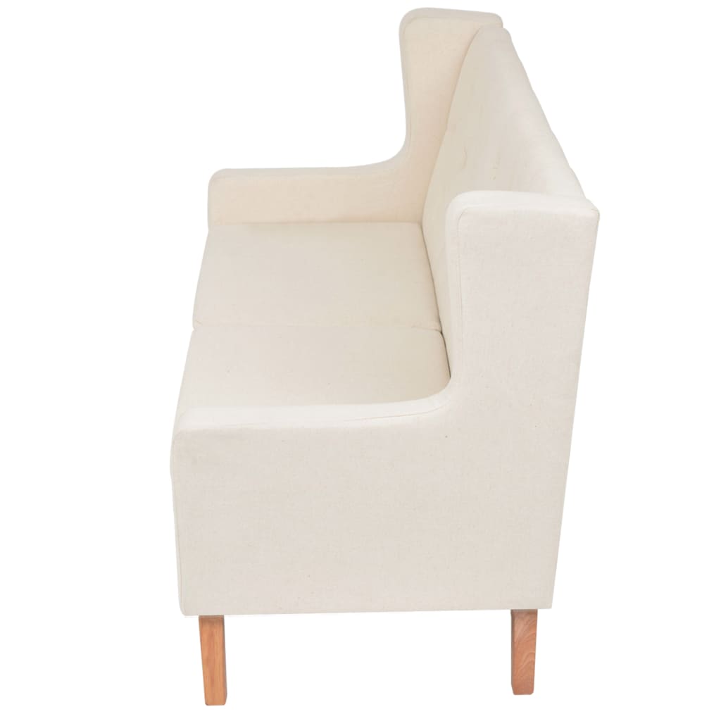 vidaXL Sofa 2-osobowa, materiałowa, kremowa