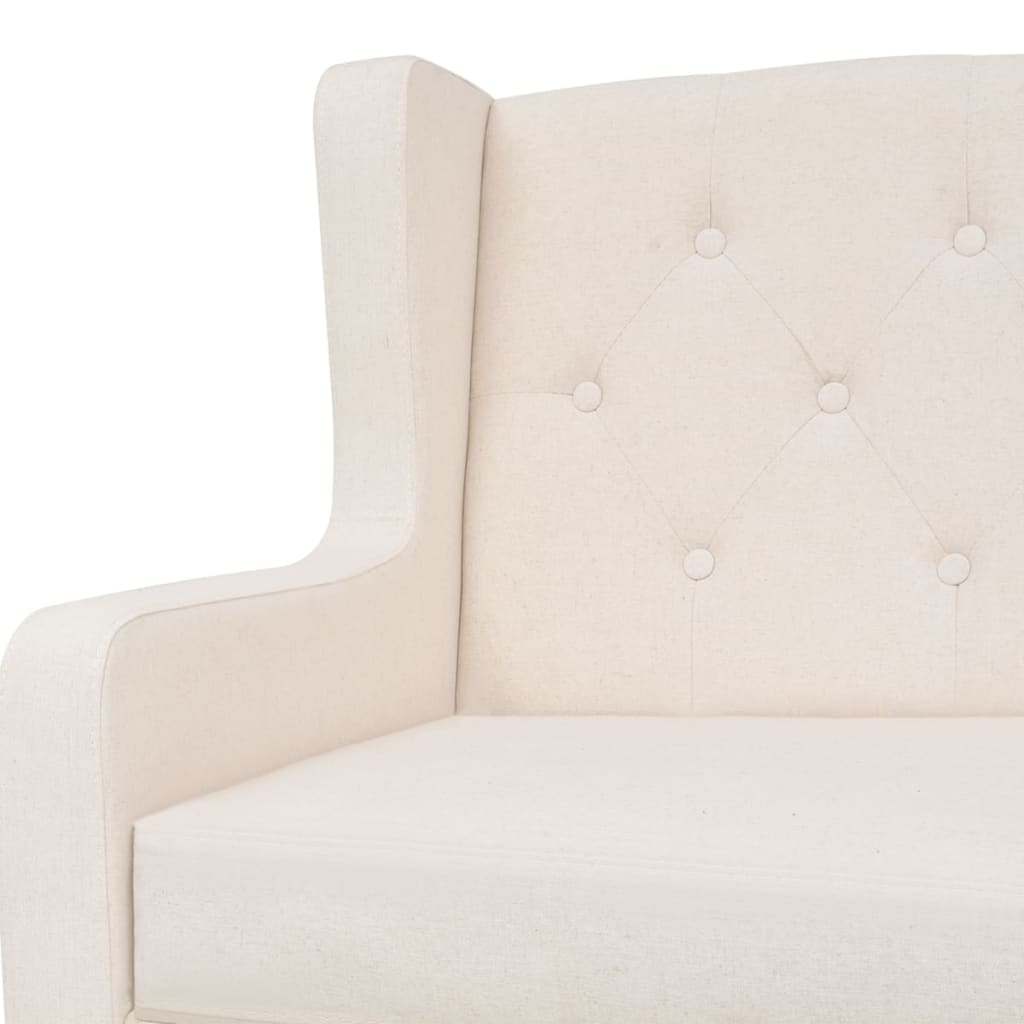 vidaXL Sofa 2-osobowa, materiałowa, kremowa