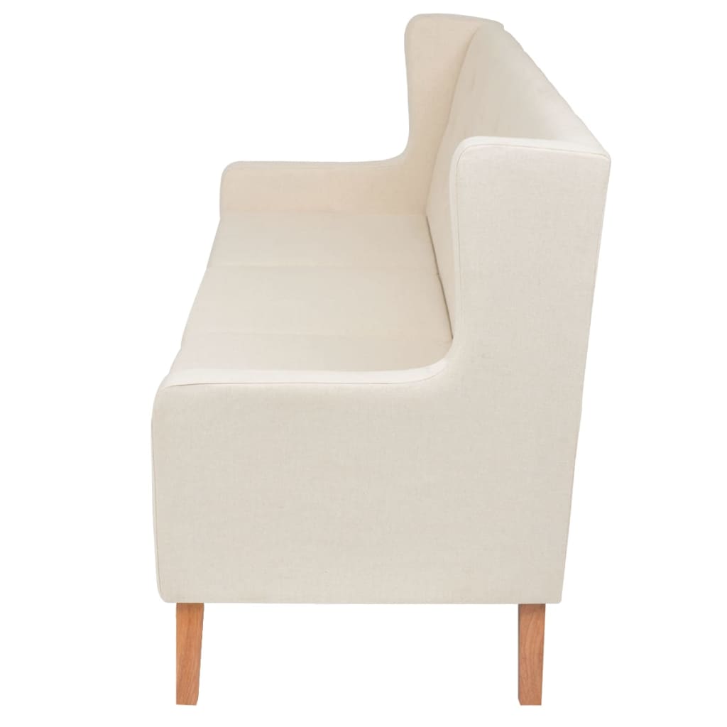 vidaXL Sofa 3-osobowa, materiałowa, kremowa