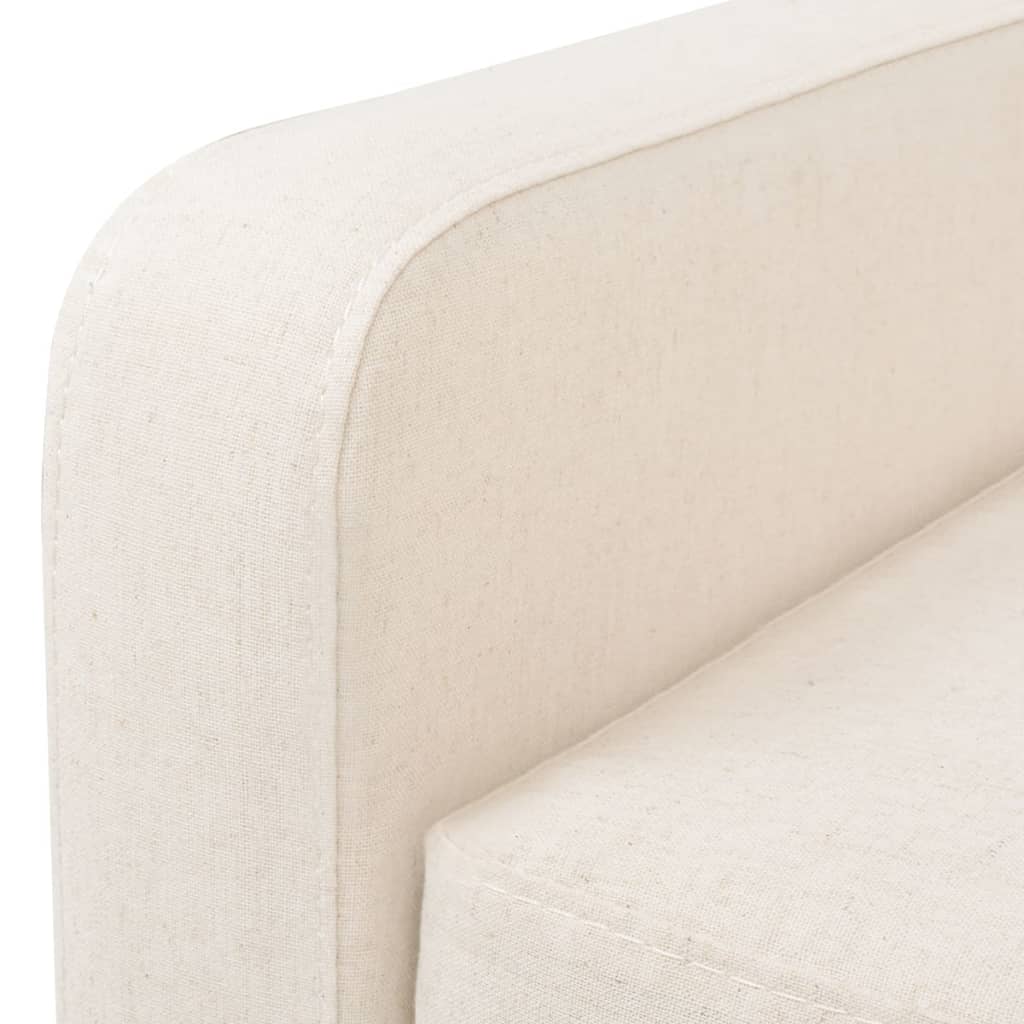 vidaXL Sofa 3-osobowa, materiałowa, kremowa