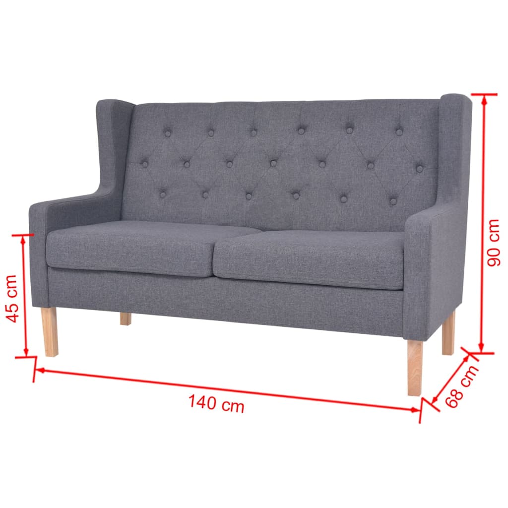 vidaXL 2-osobowa sofa tapicerowana tkaniną, szara