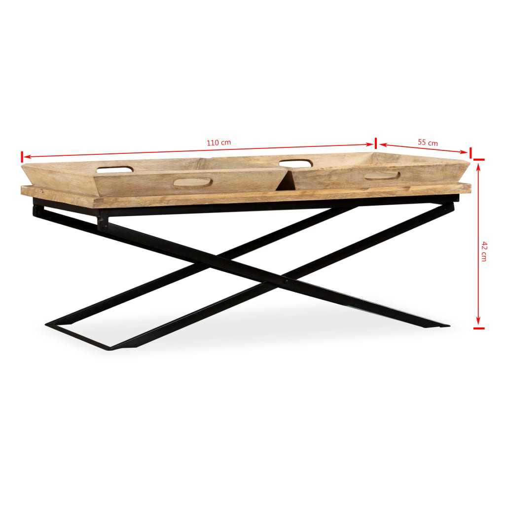 vidaXL Stolik kawowy, lite drewno mango, 110 x 55 x 42 cm