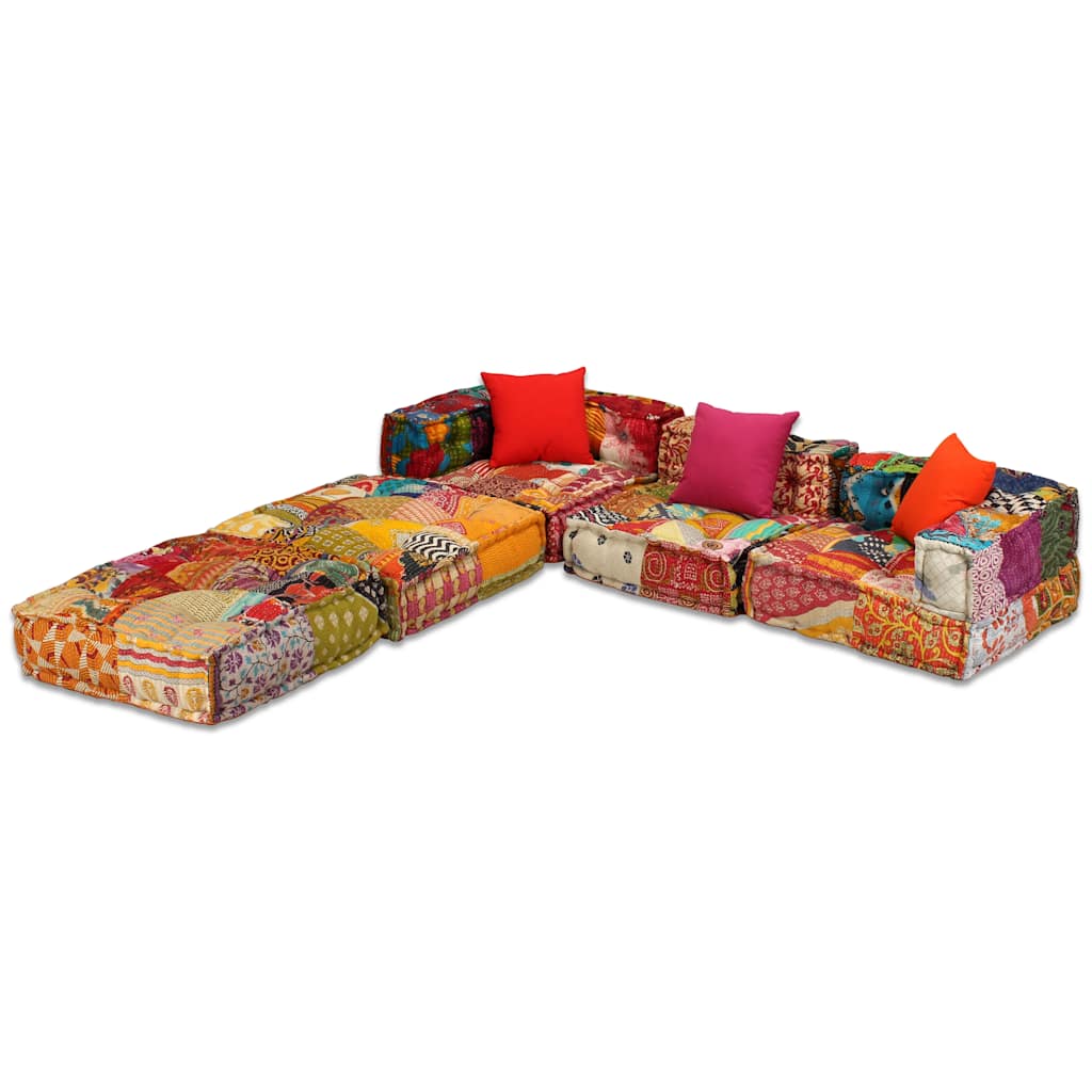 vidaXL Puf modułowy, 3-osobowy, patchwork, tkanina
