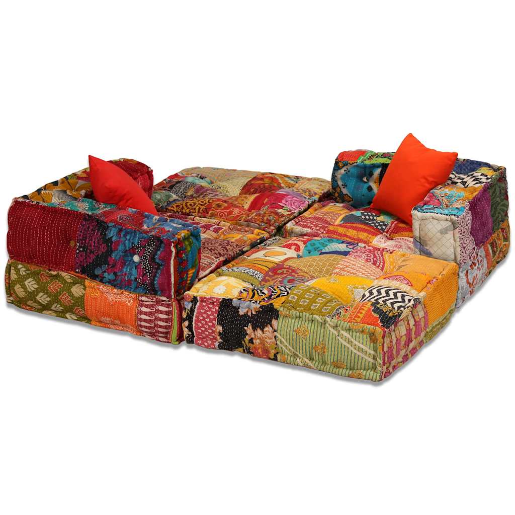 vidaXL Puf modułowy, 3-osobowy, patchwork, tkanina