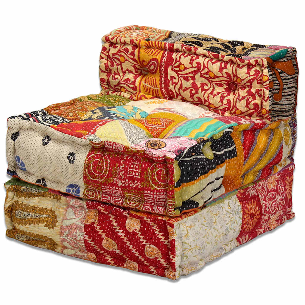 vidaXL Puf modułowy, 3-osobowy, patchwork, tkanina