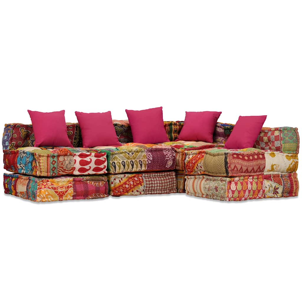 vidaXL Puf modułowy, 4-osobowy, patchwork, tkanina