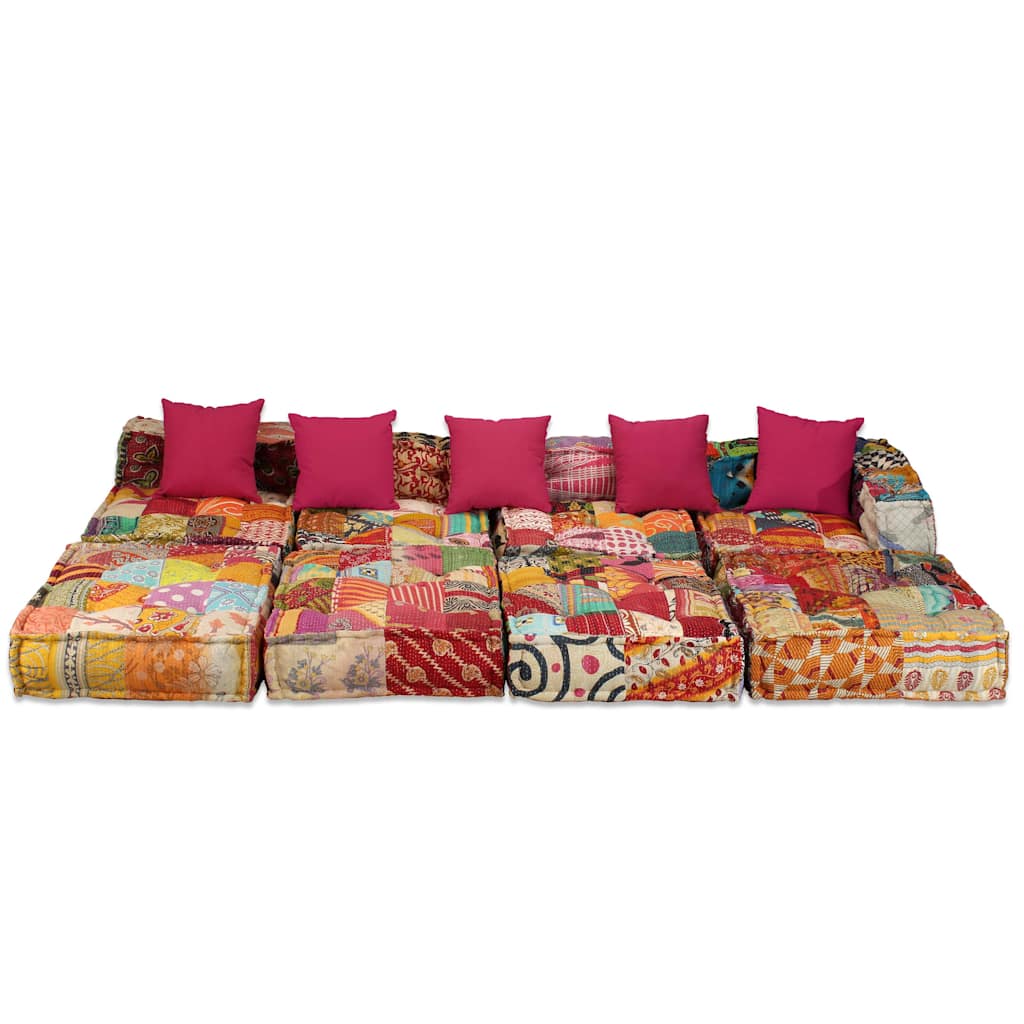 vidaXL Puf modułowy, 4-osobowy, patchwork, tkanina