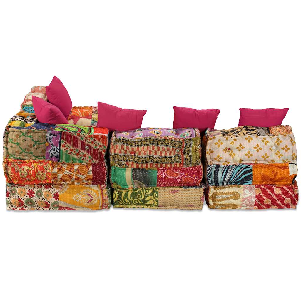 vidaXL Puf modułowy, 4-osobowy, patchwork, tkanina