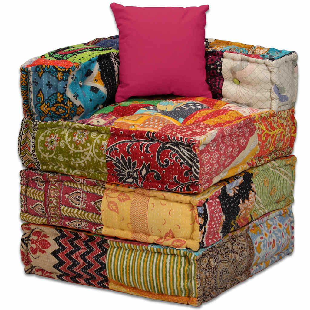 vidaXL Puf modułowy, 4-osobowy, patchwork, tkanina