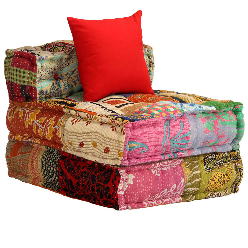 vidaXL Puf modułowy, 3-osobowy, patchwork, tkanina