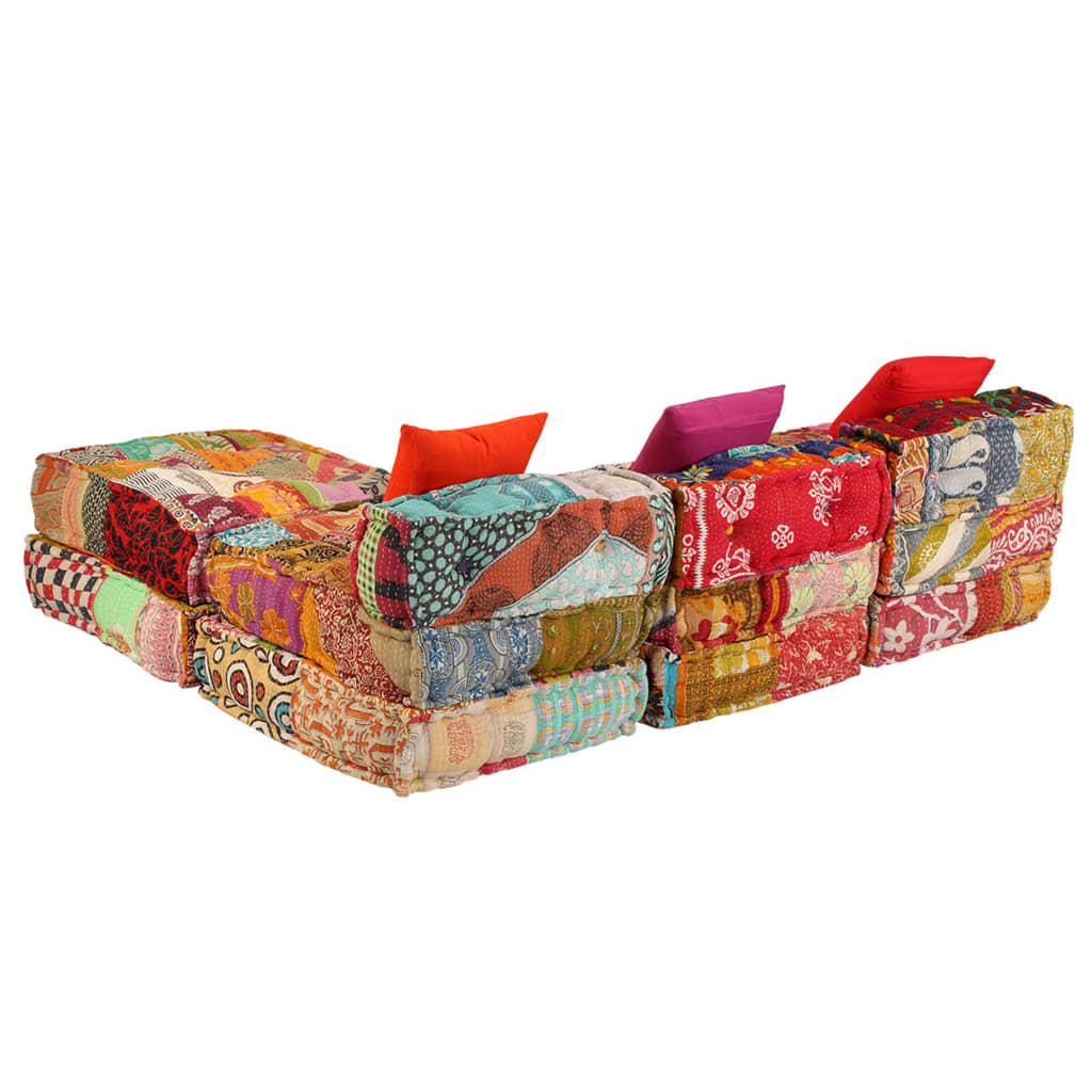 vidaXL Puf modułowy, 3-osobowy, patchwork, tkanina