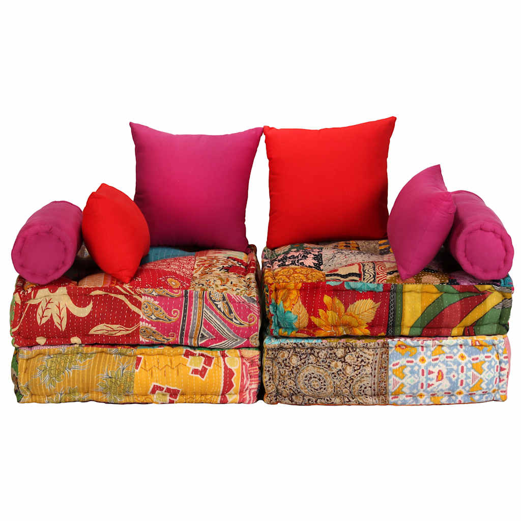 vidaXL Puf modułowy, 2-osobowy, patchwork, tkanina