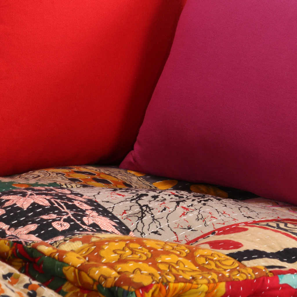 vidaXL Puf modułowy, 2-osobowy, patchwork, tkanina