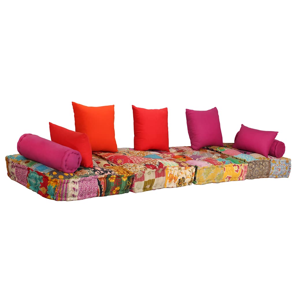 vidaXL Puf modułowy, 2-osobowy, patchwork, tkanina