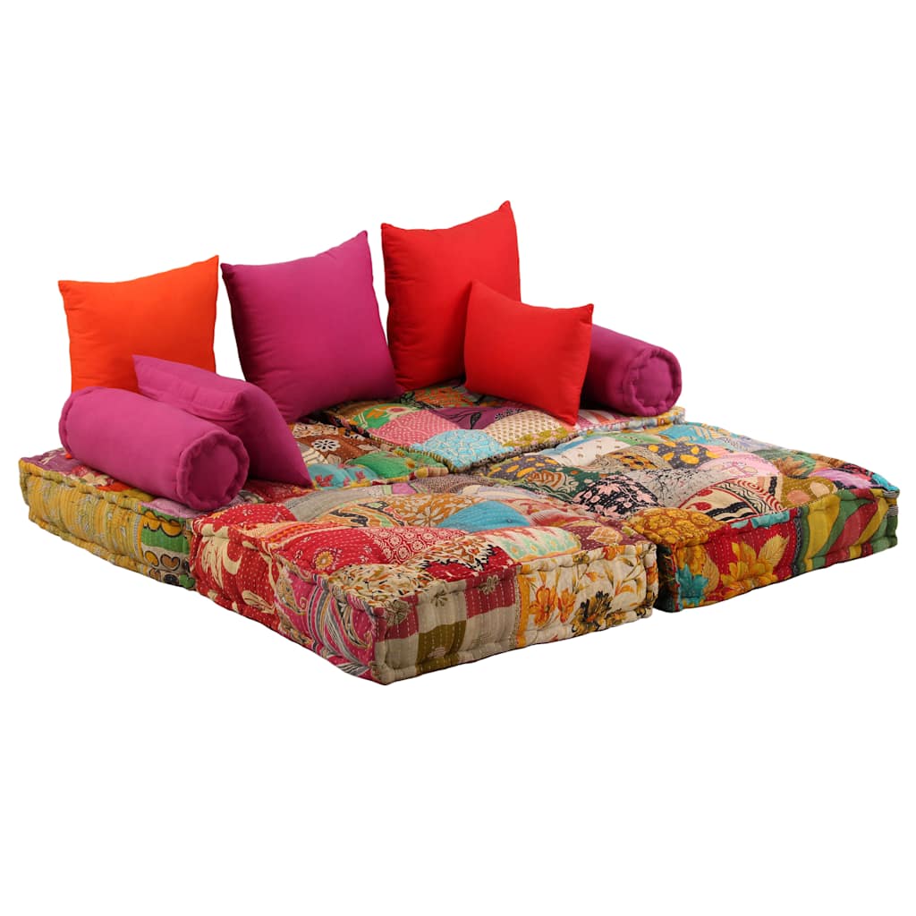 vidaXL Puf modułowy, 2-osobowy, patchwork, tkanina