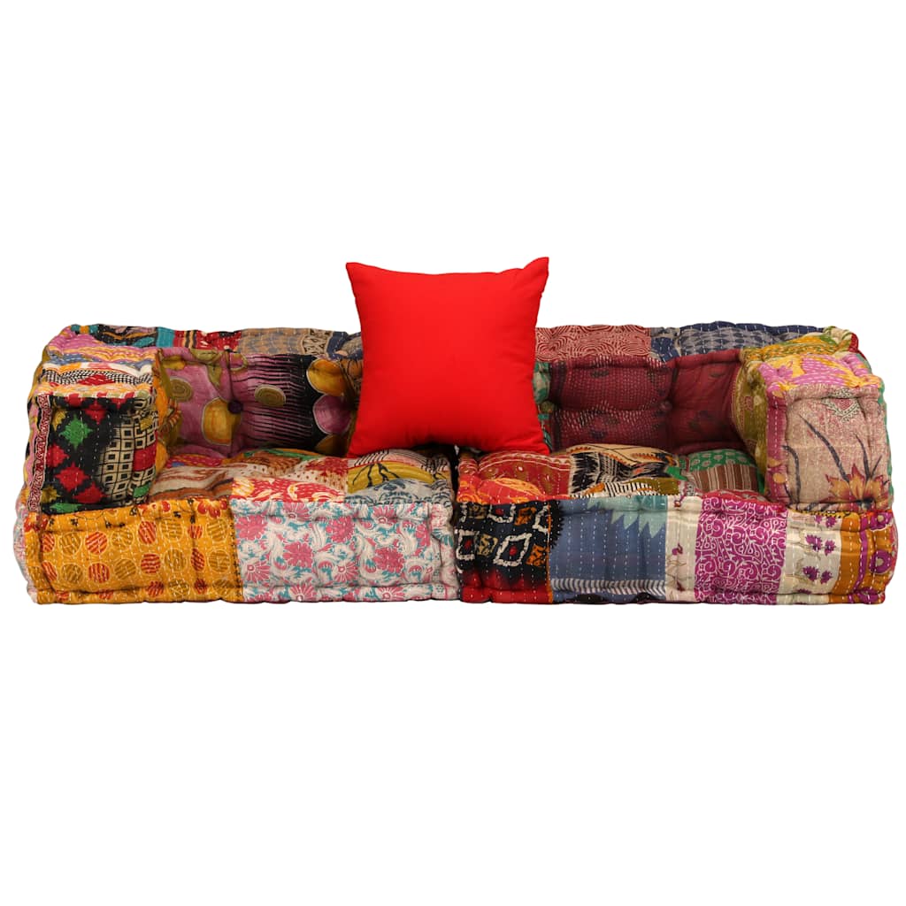 vidaXL Puf modułowy, 2-osobowy, patchwork, tkanina