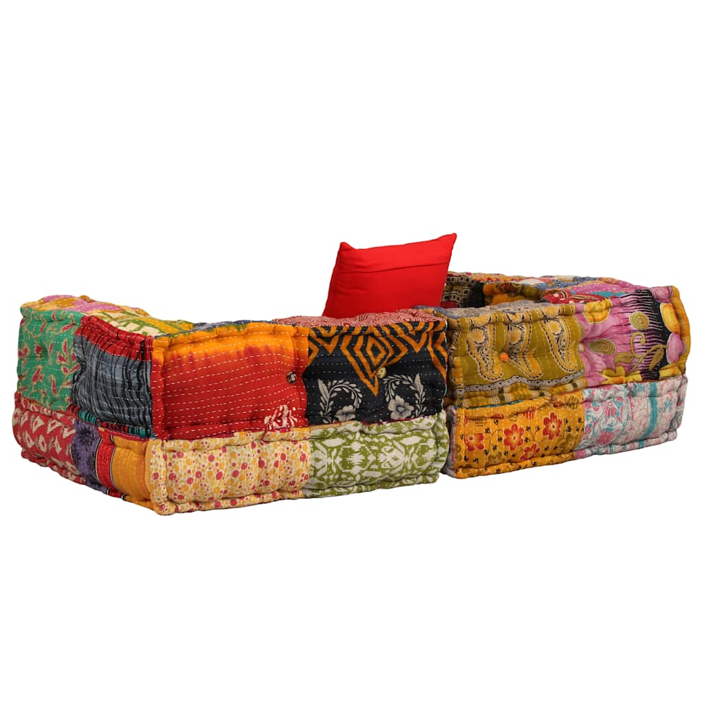 vidaXL Puf modułowy, 2-osobowy, patchwork, tkanina