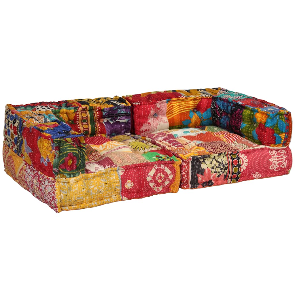 vidaXL Puf modułowy, 2-osobowy, patchwork, tkanina