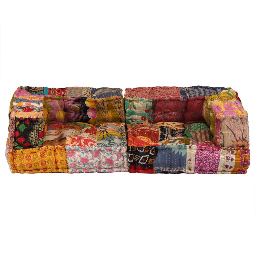 vidaXL Puf modułowy, 2-osobowy, patchwork, tkanina