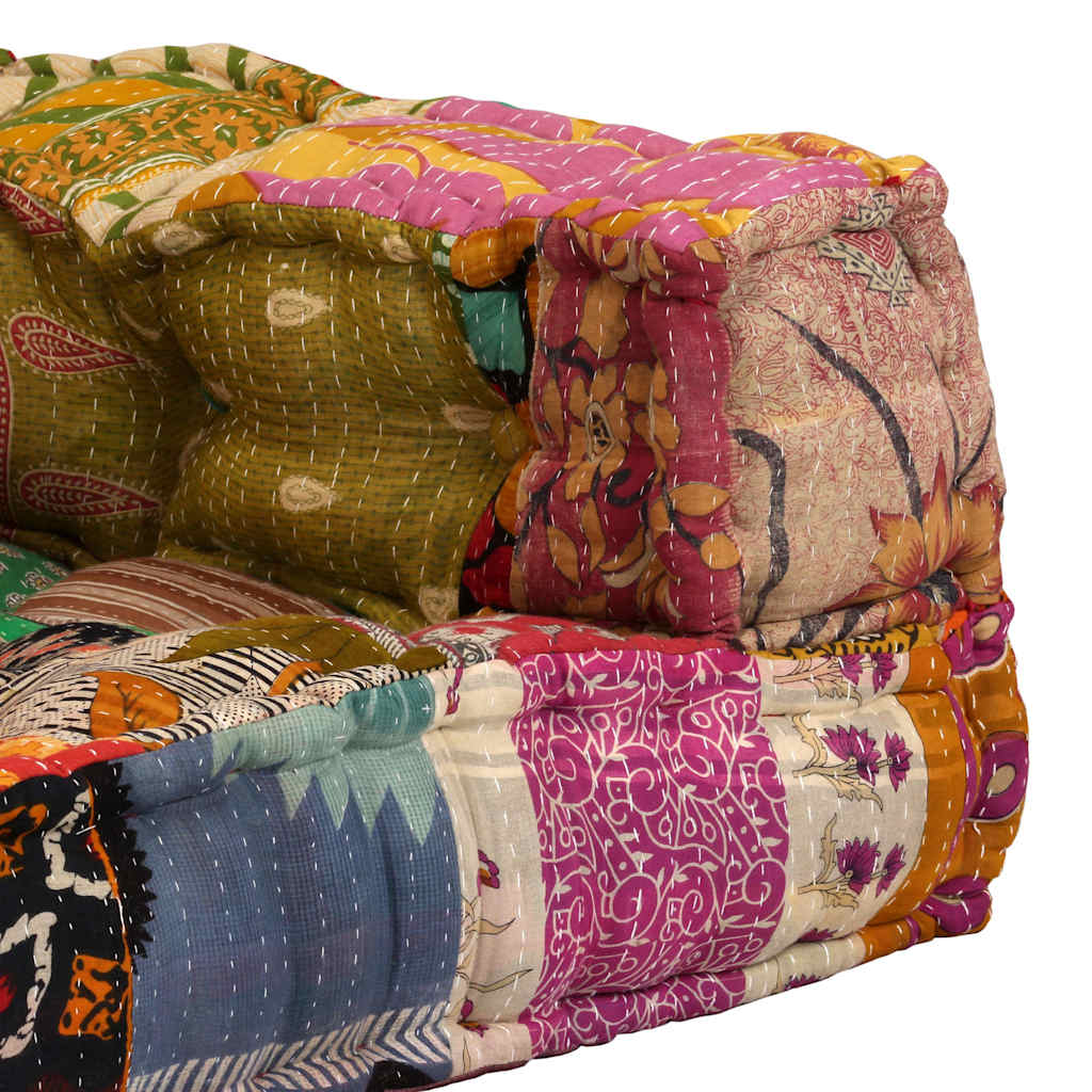 vidaXL Puf modułowy, 2-osobowy, patchwork, tkanina