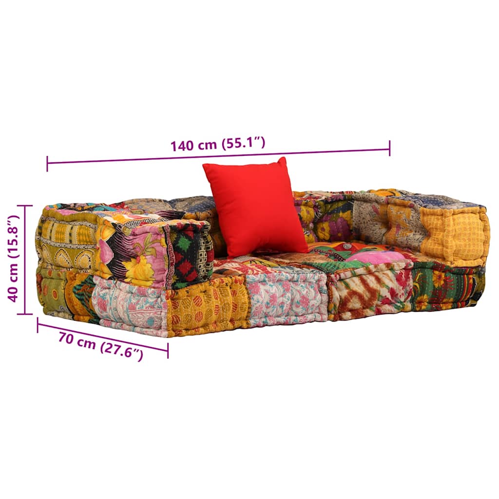 vidaXL Puf modułowy, 2-osobowy, patchwork, tkanina