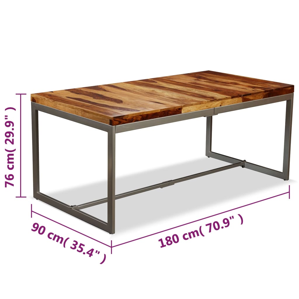 vidaXL Stół jadalniany z litego drewna akacjowego i stali, 180 cm