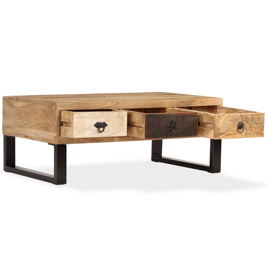 vidaXL Stolik kawowy z 3 szufladami, lite drewno mango, 90x50x35 cm